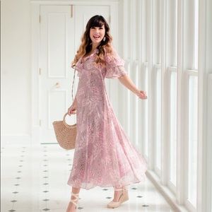 Gal meets glam shelby ruffle dress in mauve rose